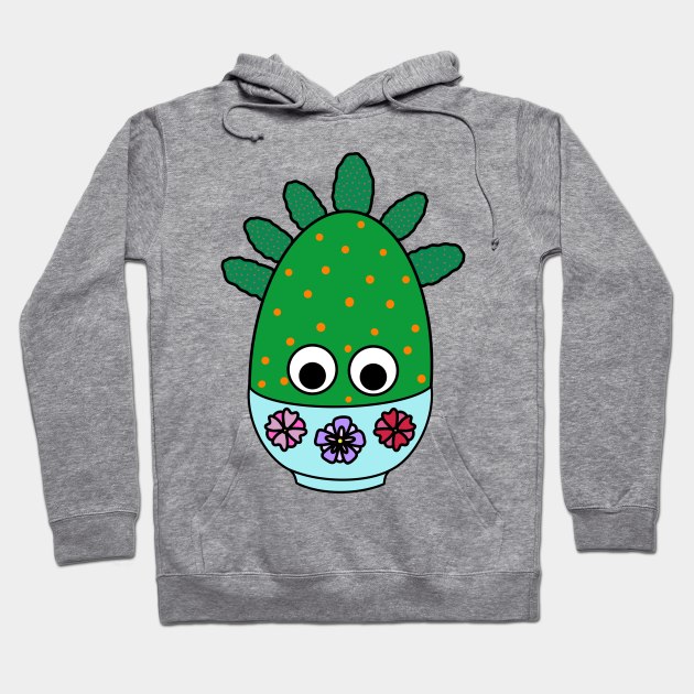 Cute Cactus Design #253: Tuna Cactus In Floral Bowl Hoodie by DreamCactus